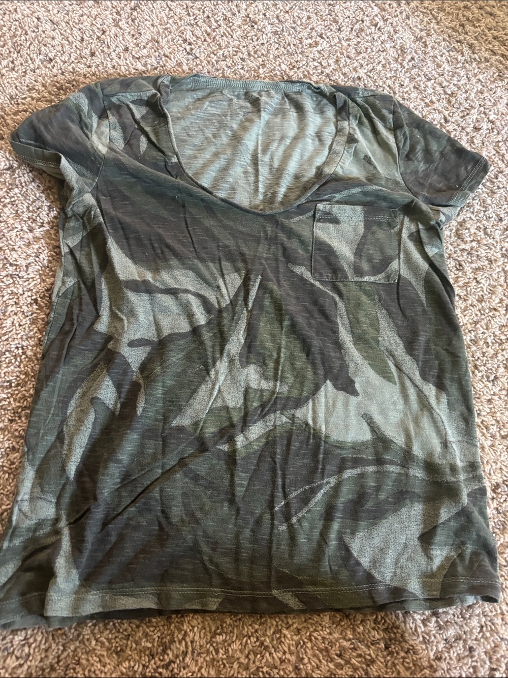 Caslon Green Camo Scoop Neck Pocket Tee
